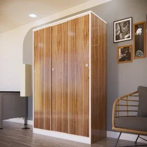 Tủ nhựa QA120 - 3 cánh lùa, khung óc chó cánh trắng